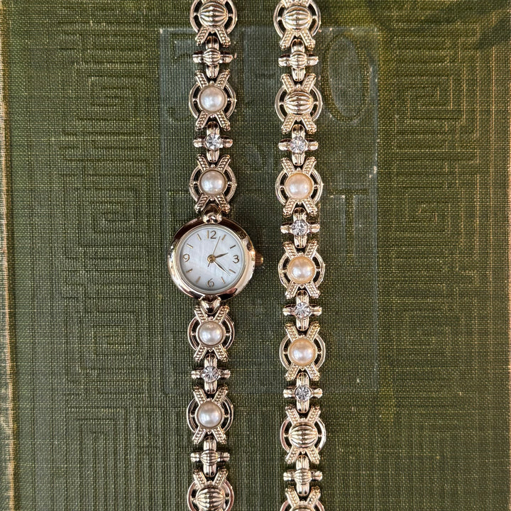 Gold Pearl Watch with Matching Bracelet
