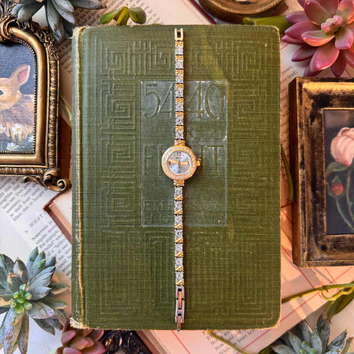 Two Tone Watch with Rhinestones