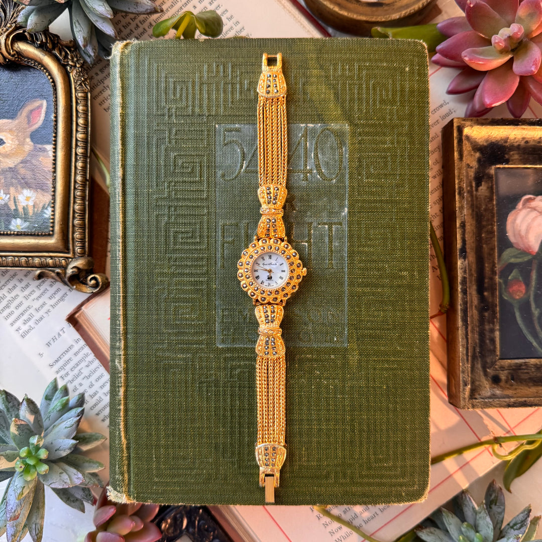 Gold Watch with Rhinestones