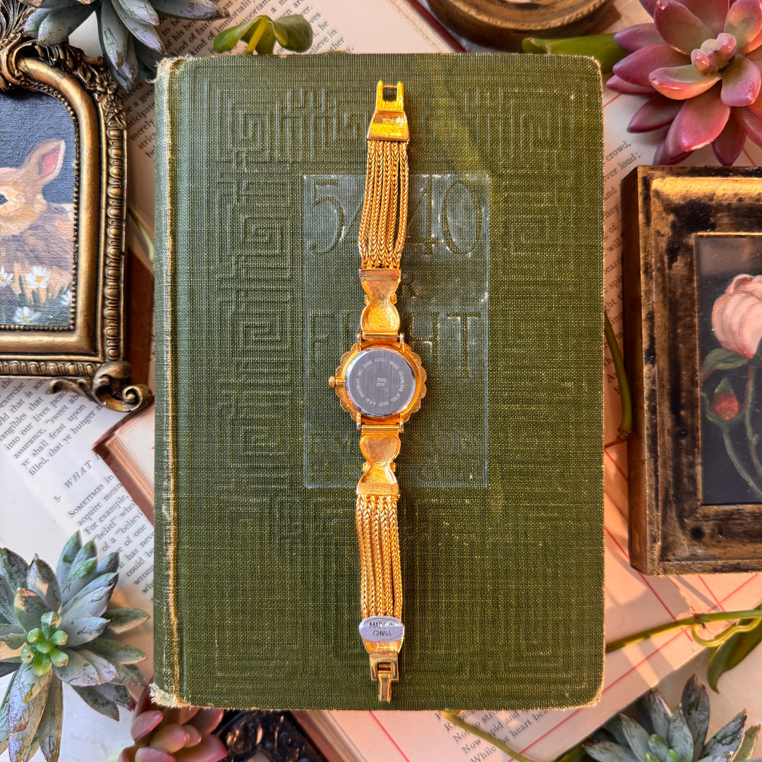 Gold Watch with Rhinestones