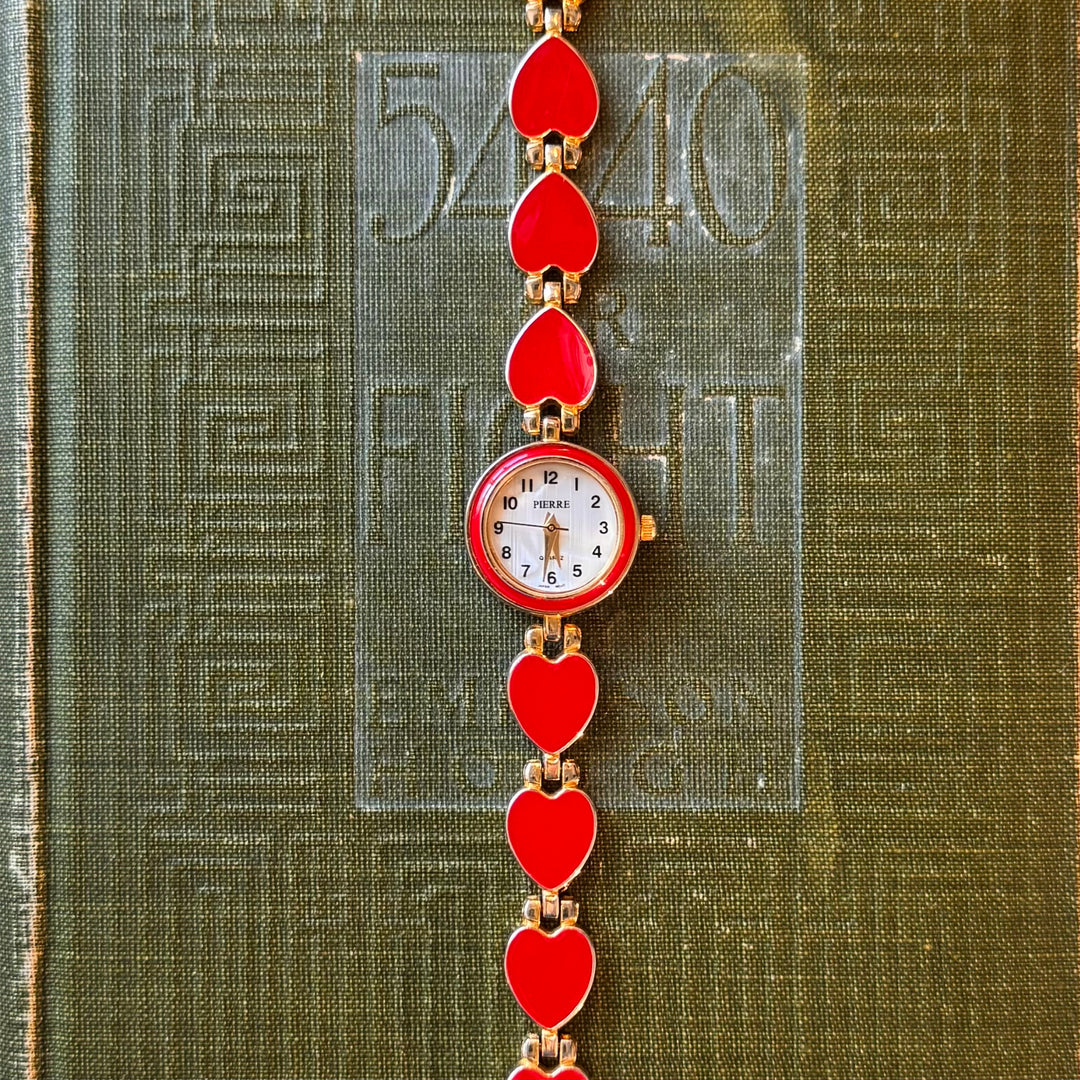 Gold Red Heart Watch