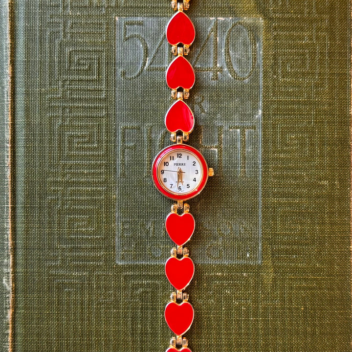 Gold Red Heart Watch