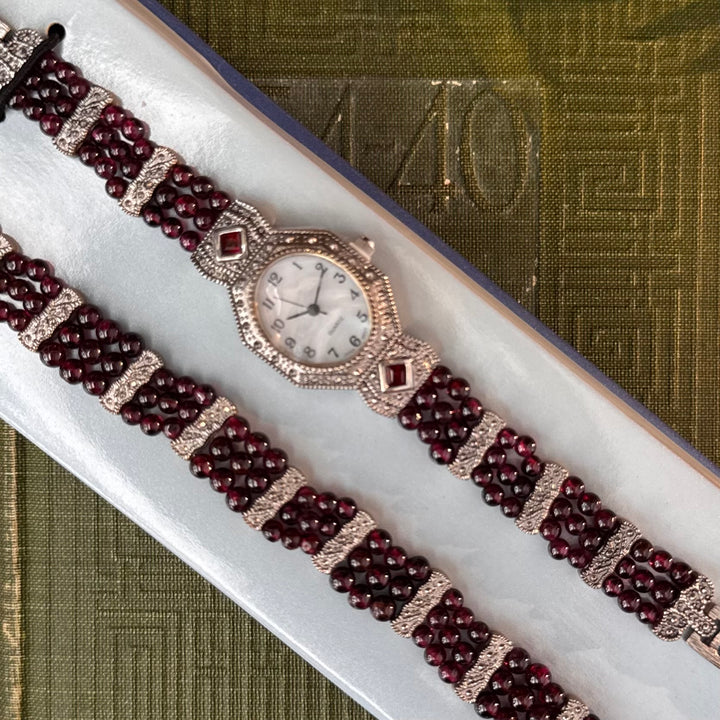 Silver Beaded Watch with Matching Bracelet