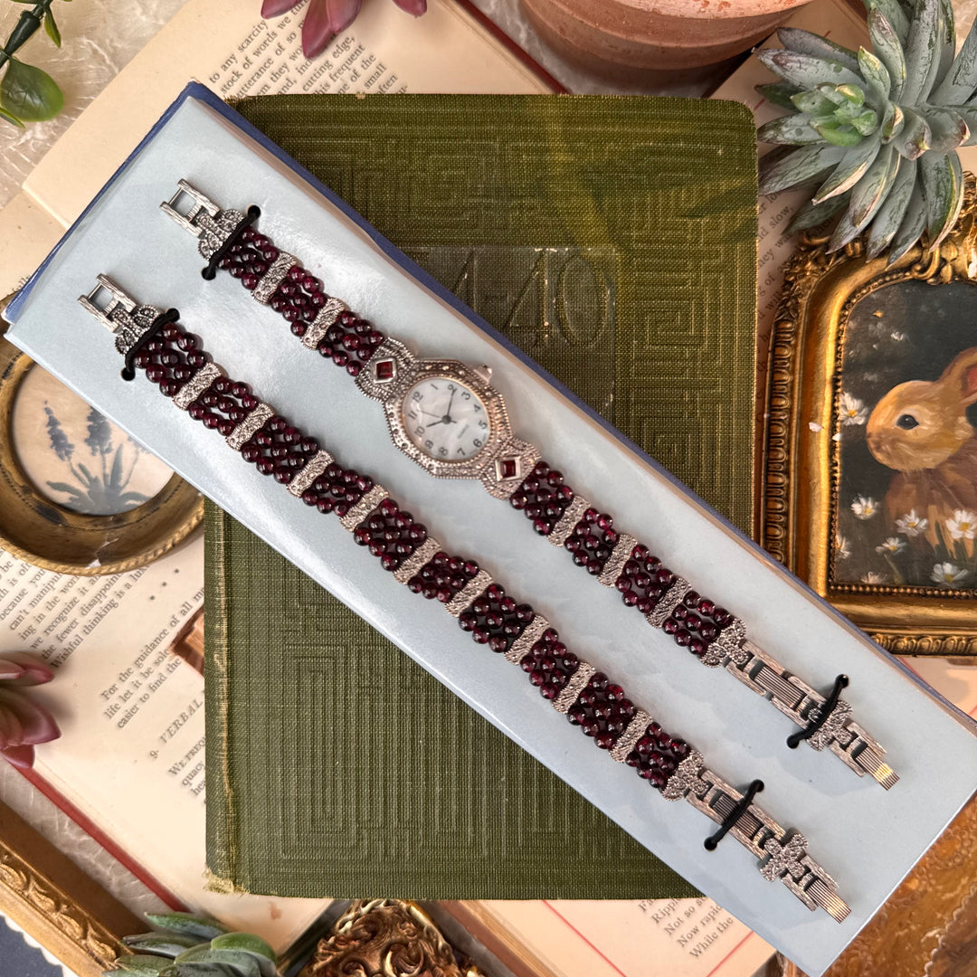 Silver Beaded Watch with Matching Bracelet