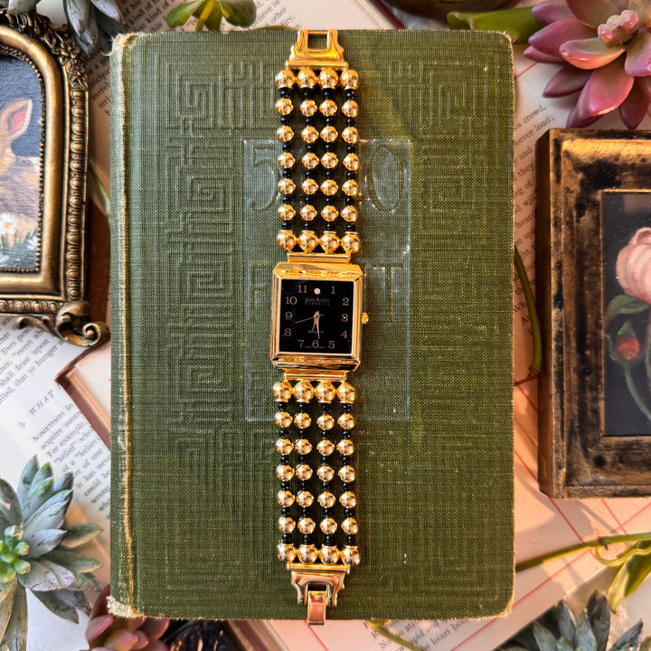 Gold Watch with Black Face and Accents