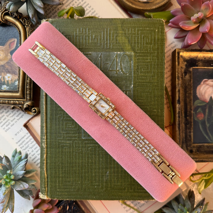 Gold Watch with Baguette Rhinestones
