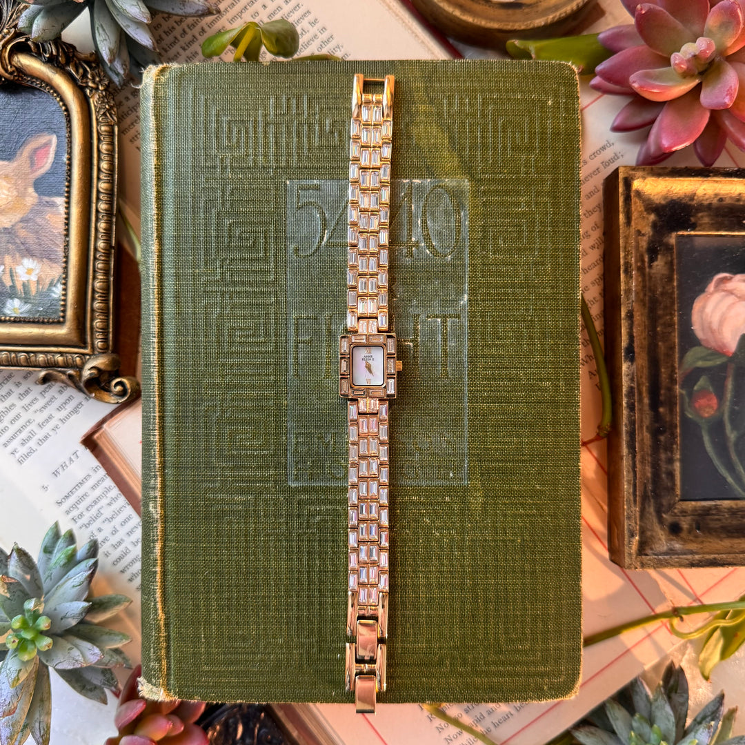 Gold Watch with Baguette Rhinestones