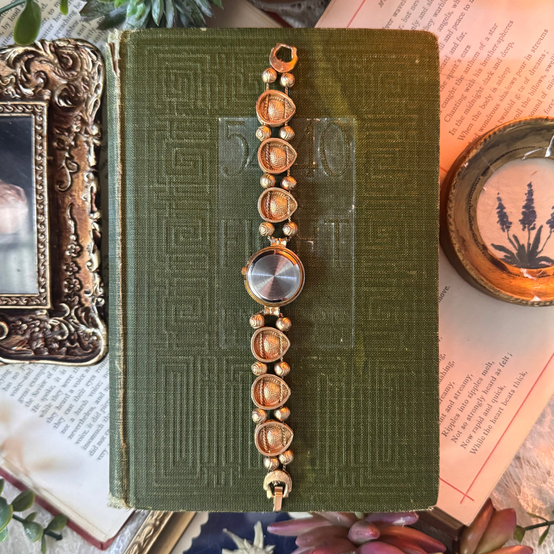 Repurposed Gold Purple Heart Charm Watch