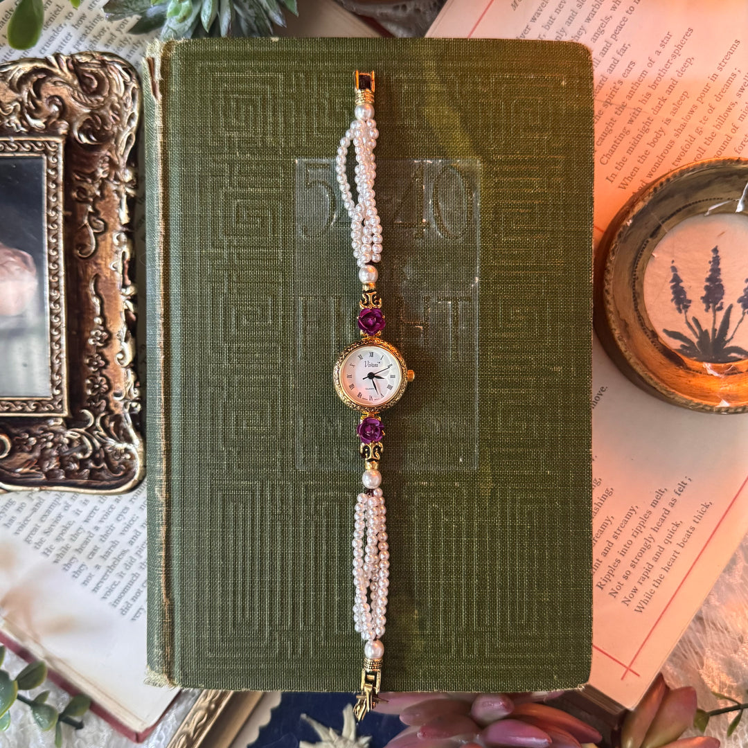 Rare Gold Pearl & Rose Watch