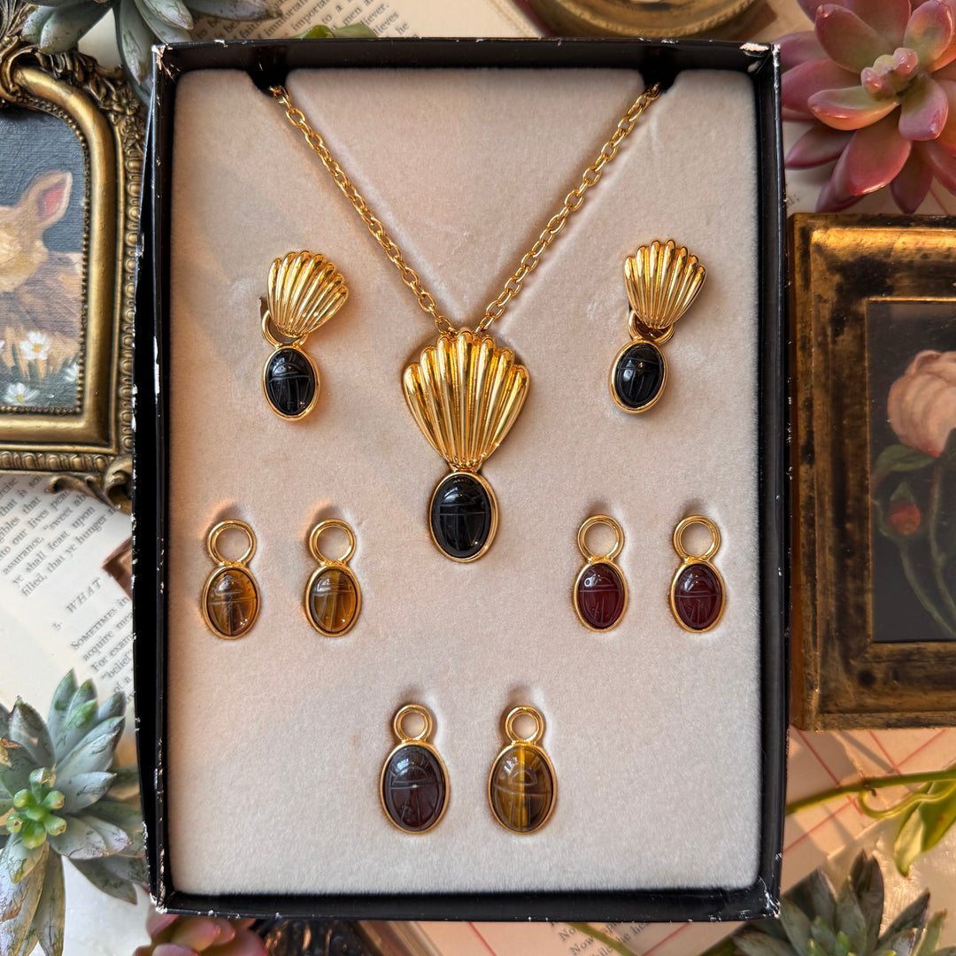 Gold Interchangeable necklace and Earrings
