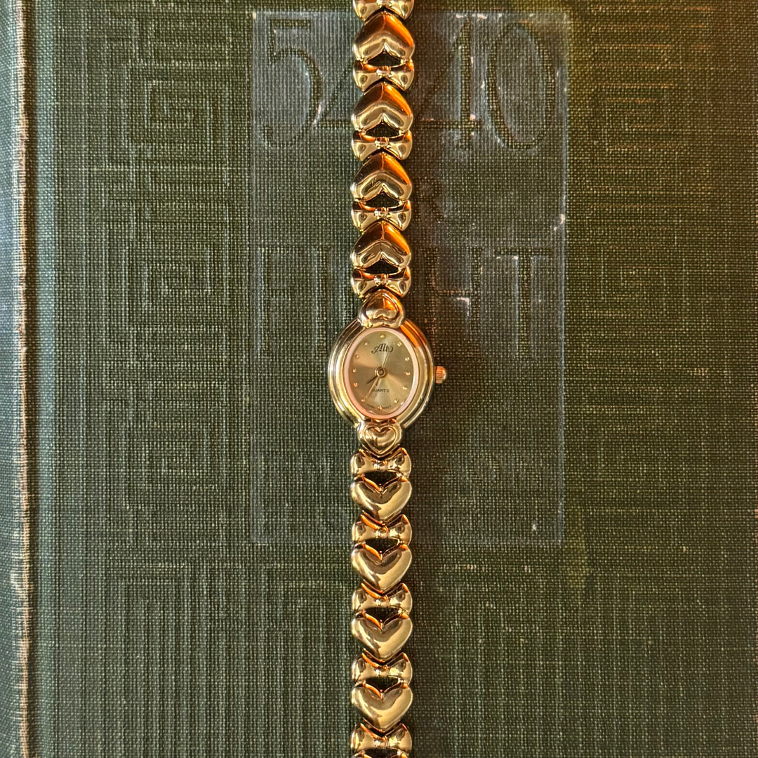 Gold Heart & Bow Watch