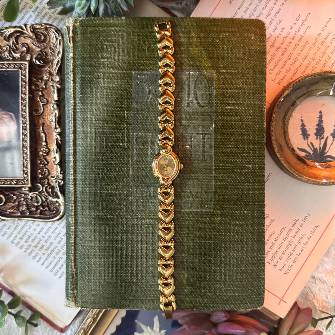 Gold Heart & Bow Watch