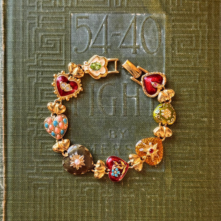 Rare Gold Joan Rivers Heart Enamel Bracelet