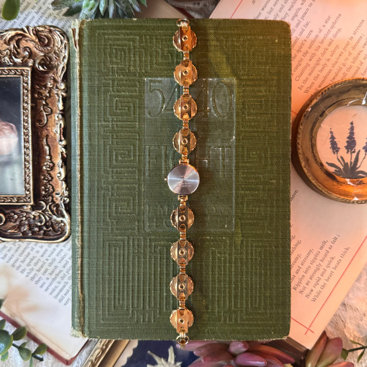 Repurposed Gold Hand Painted Enamel Floral Watch
