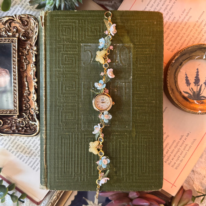 Handmade Gold Floral & Butterfly Watch