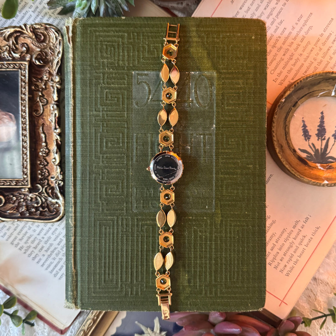 Gold Jade & Peridot Gemstone Watch