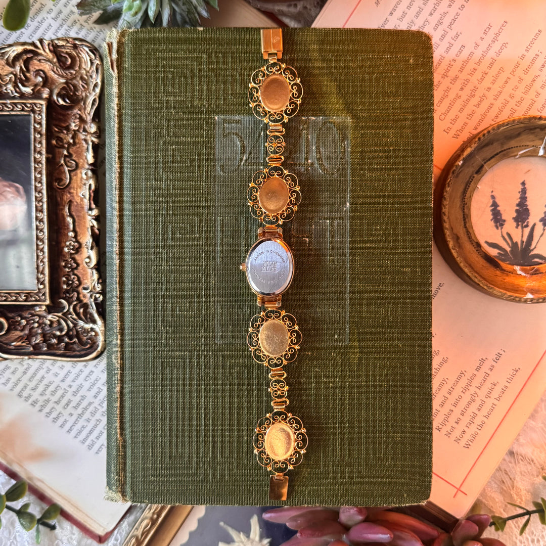 Repurposed Gold Floral Micro-Moniac Watch