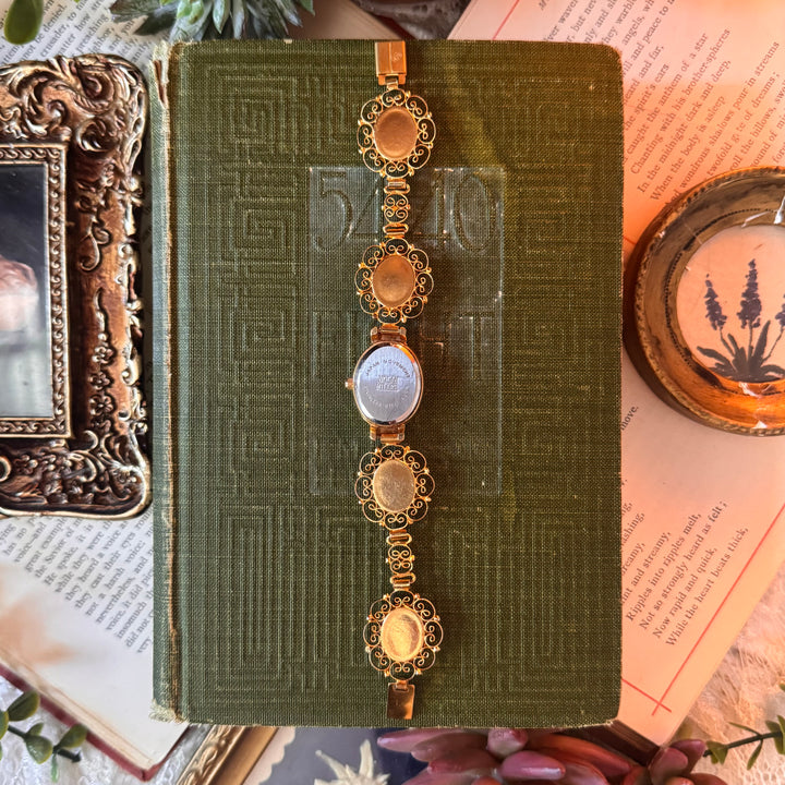 Repurposed Gold Floral Micro-Moniac Watch