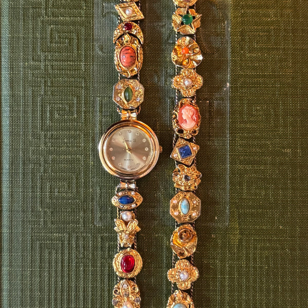 Repurposed Gold Charm Watch with Matching Bracelet