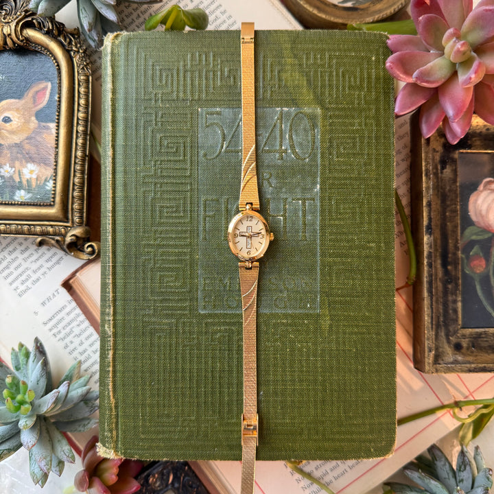 Gold Cross Watch with Rhinestones