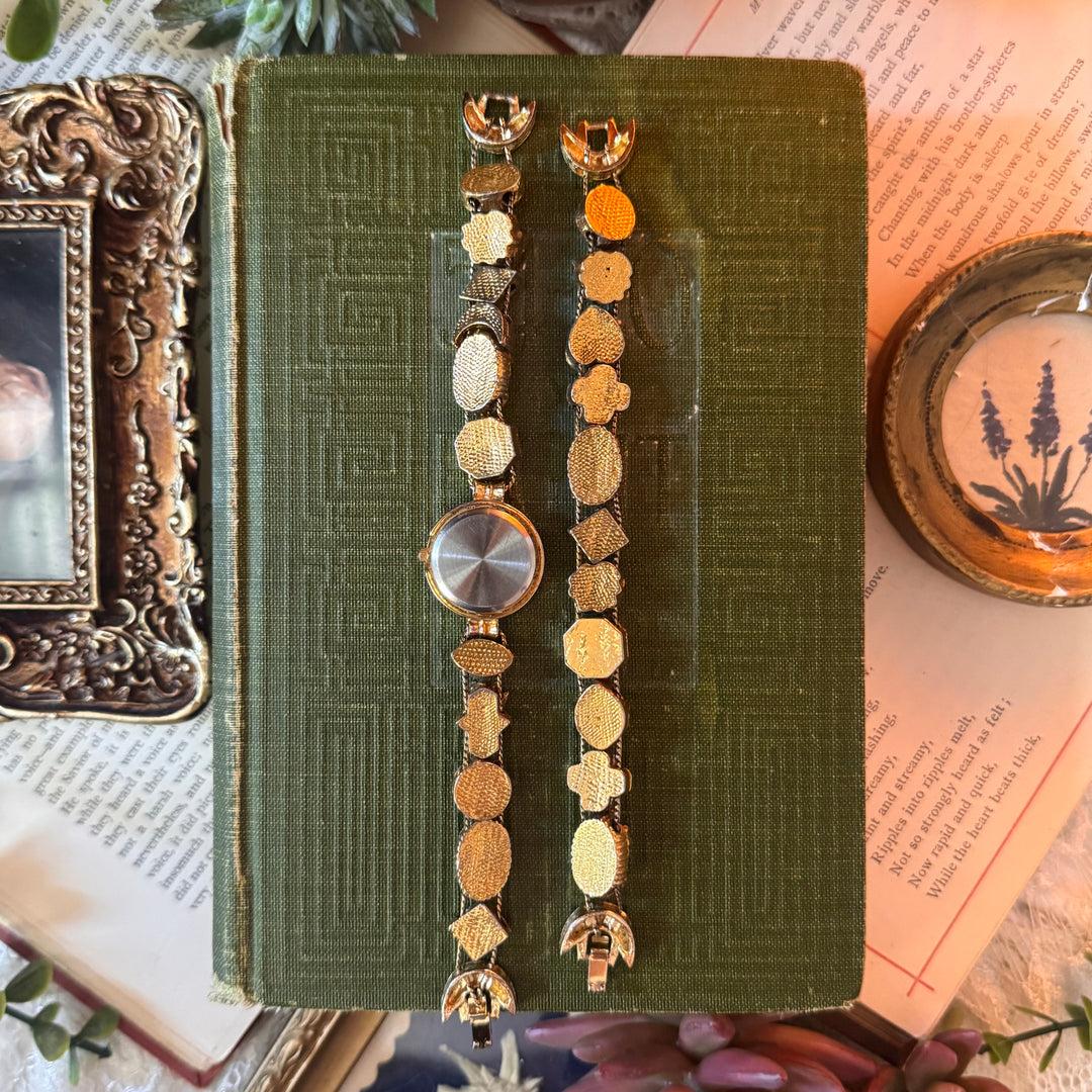 Repurposed Gold Charm Watch with Matching Bracelet