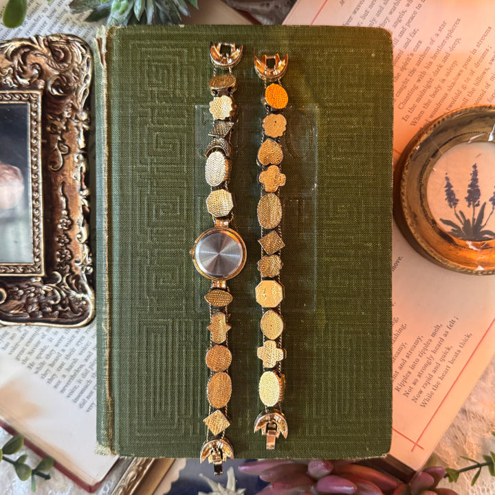 Repurposed Gold Charm Watch with Matching Bracelet
