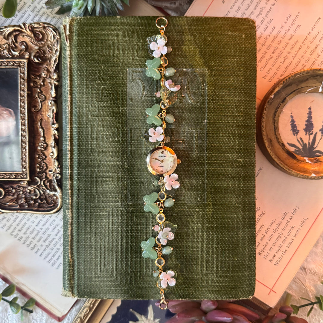 Handmade Gold Floral & Butterfly Watch