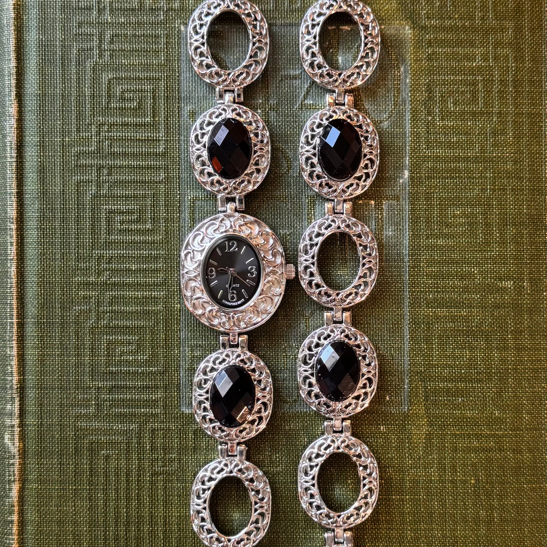 Silver Ornate Watch with Matching Bracelet