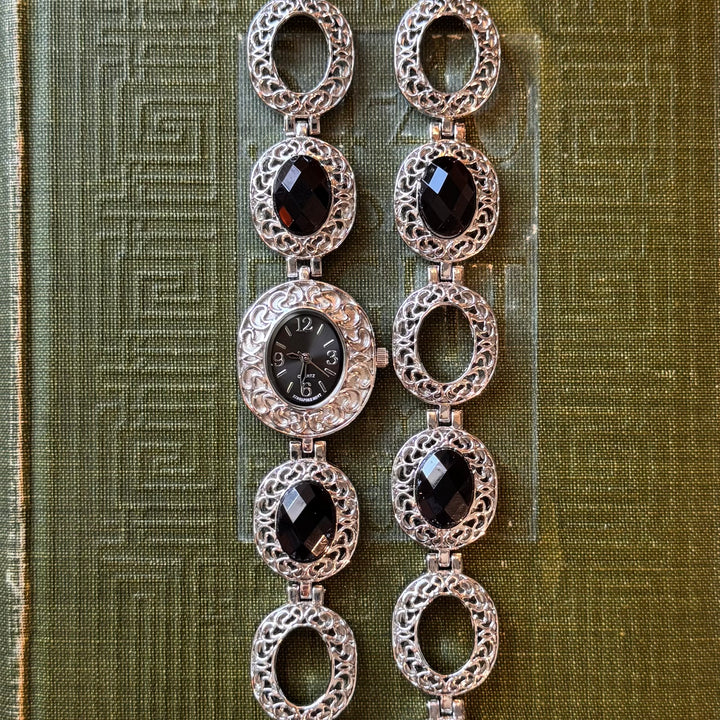 Silver Ornate Watch with Matching Bracelet