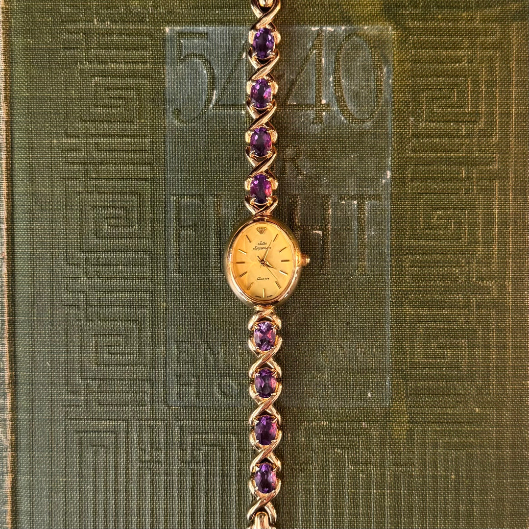 Gold Jules Jurgensen Watch with Genuine Gemstones