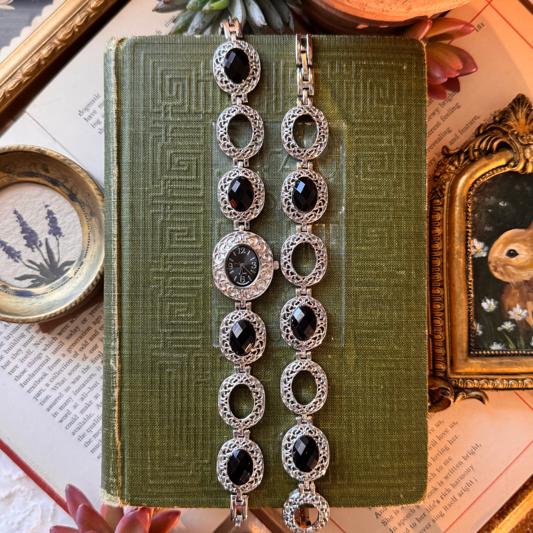 Silver Ornate Watch with Matching Bracelet