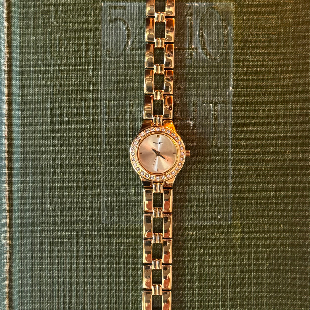 Gold Watch with Rhinestones