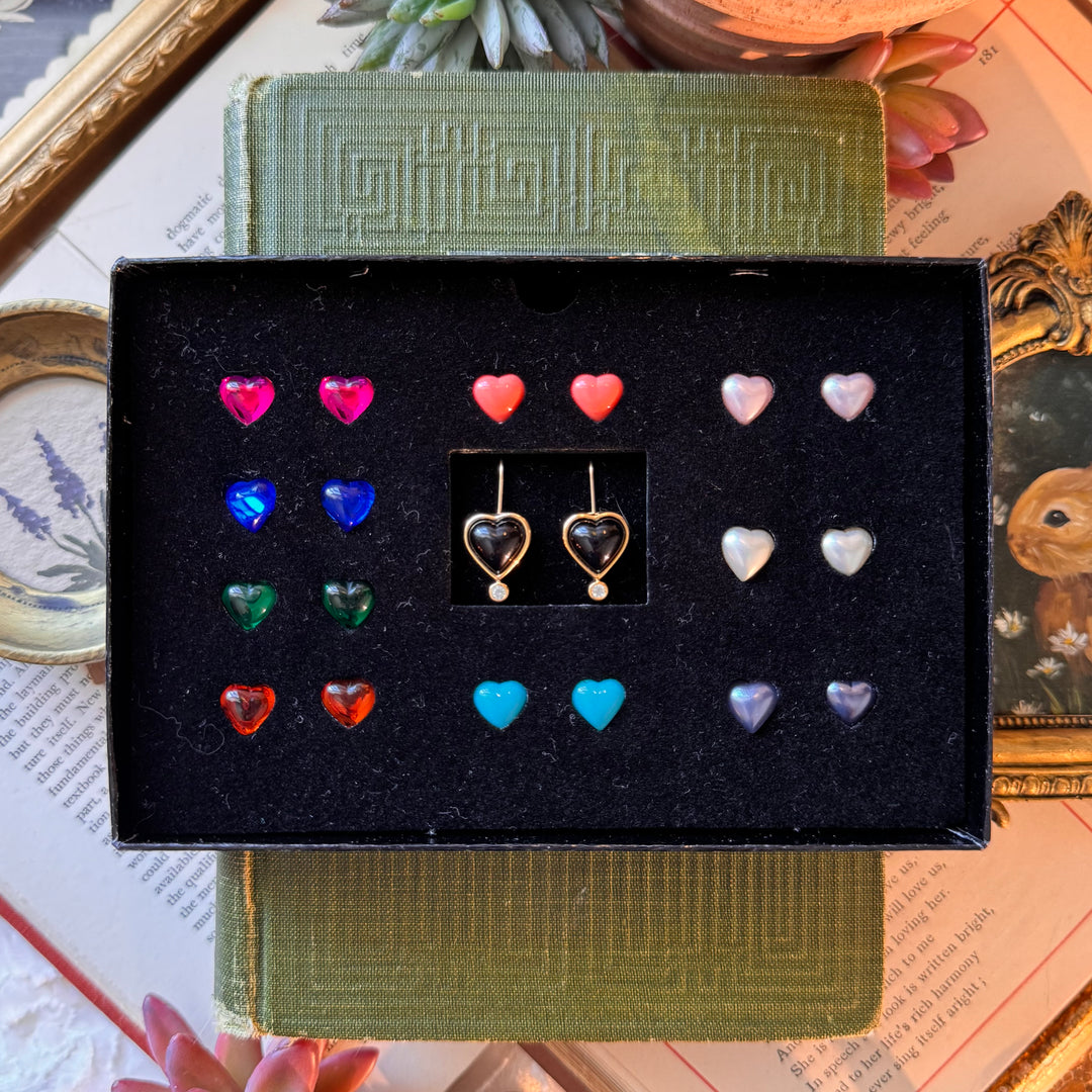 Gold Joan Rivers Heart Earrings with Interchangeable Stones