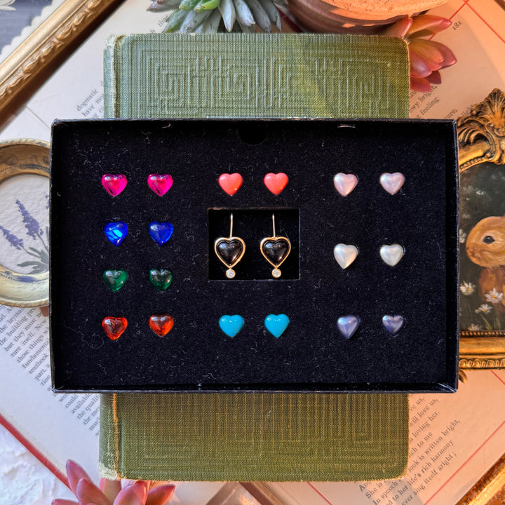 Gold Joan Rivers Heart Earrings with Interchangeable Stones