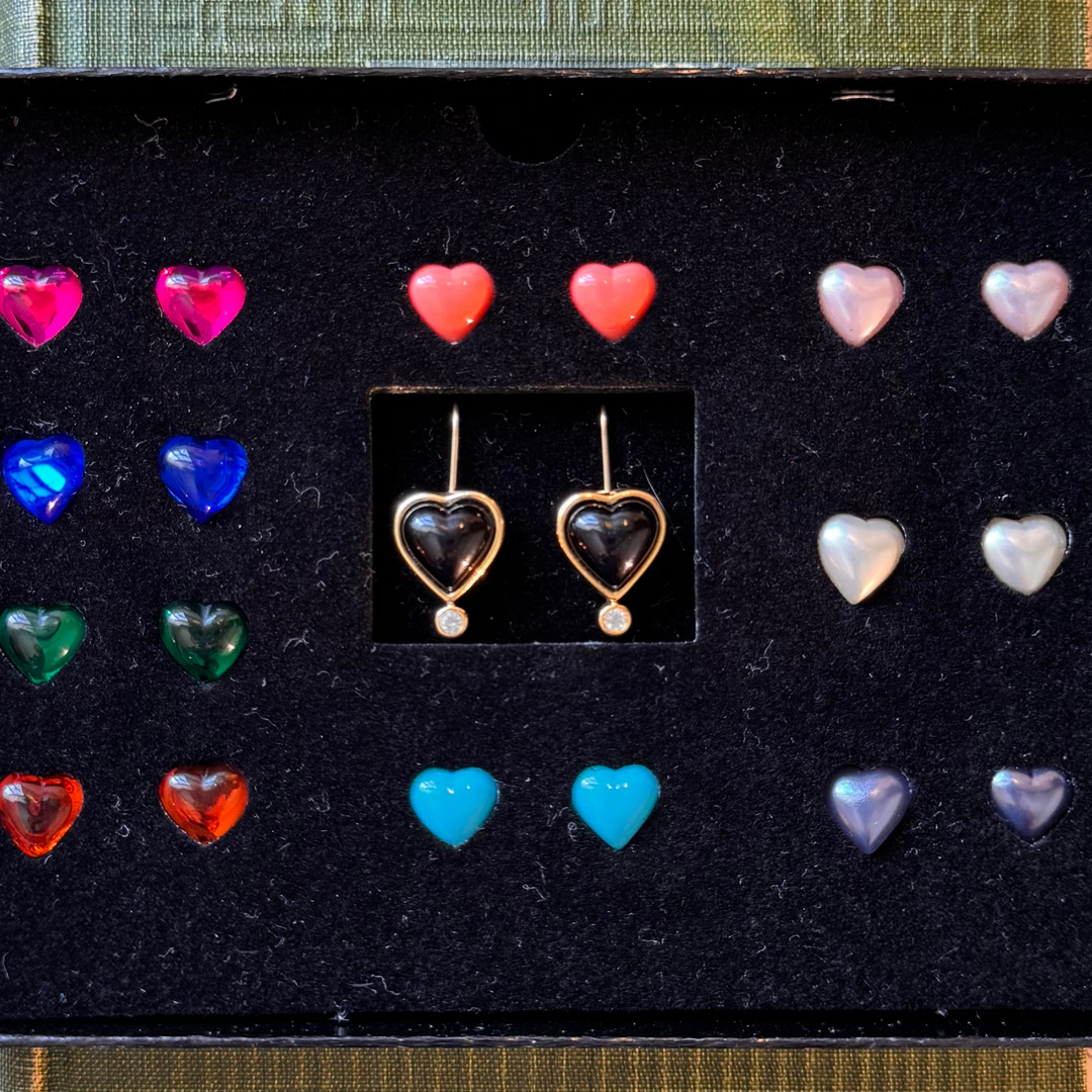 Gold Joan Rivers Heart Earrings with Interchangeable Stones
