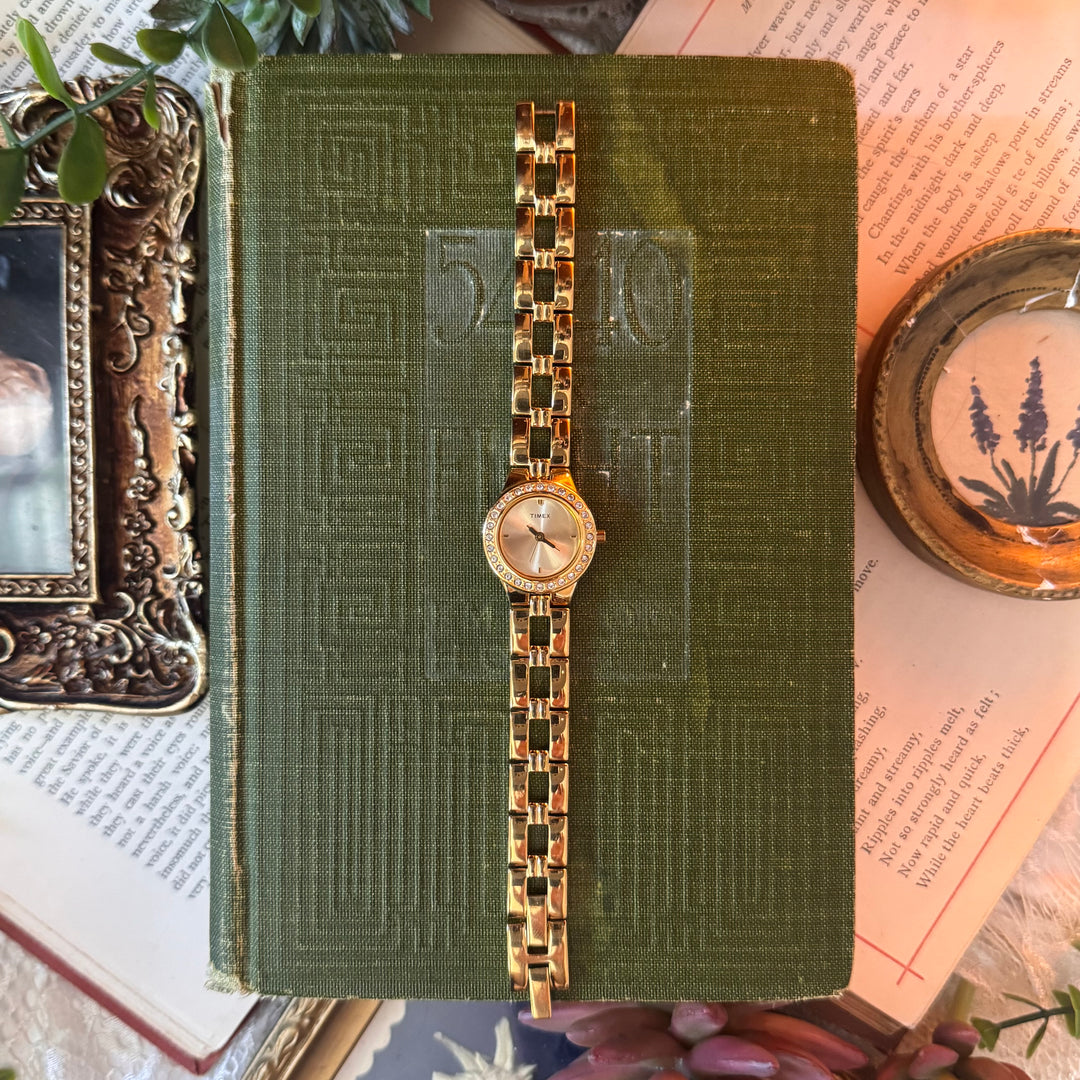 Gold Watch with Rhinestones