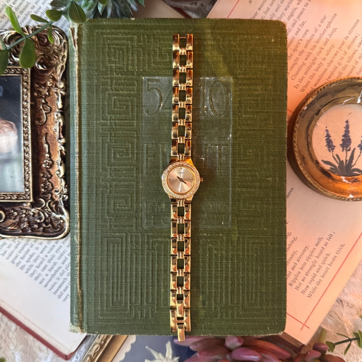 Gold Watch with Rhinestones