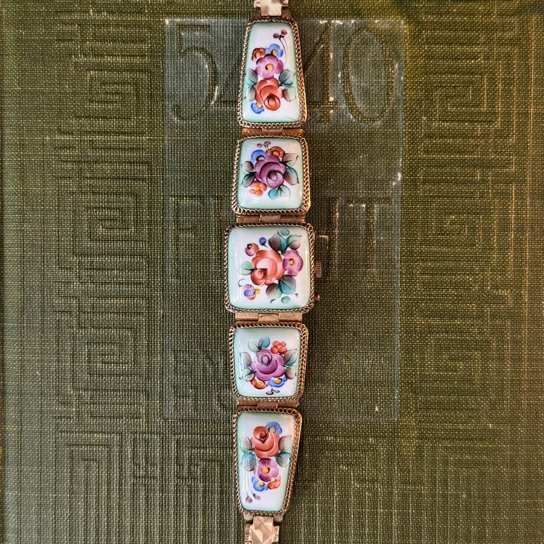 Rare Gold Hand Painted Enamel Watch