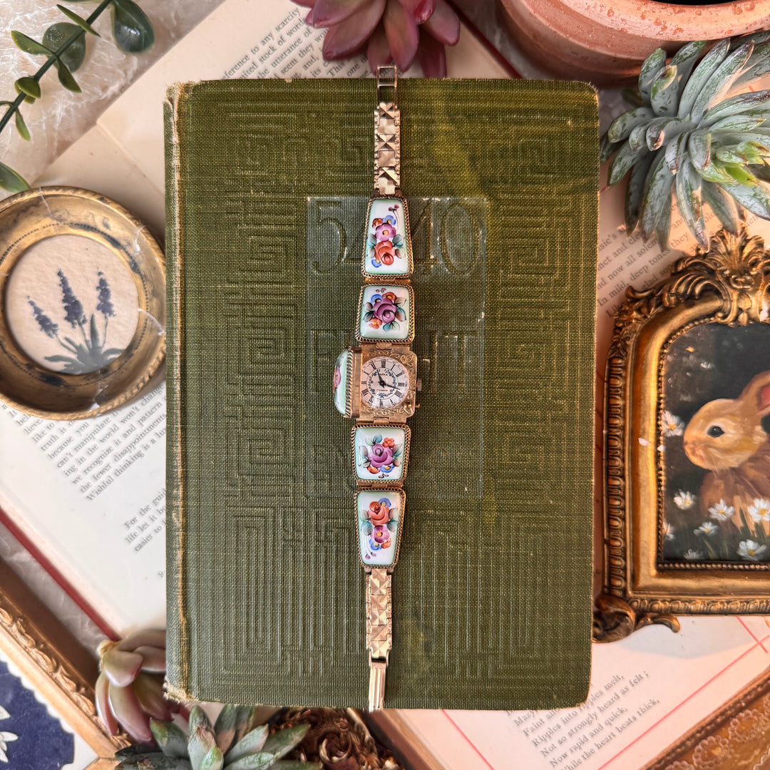 Rare Gold Hand Painted Enamel Watch