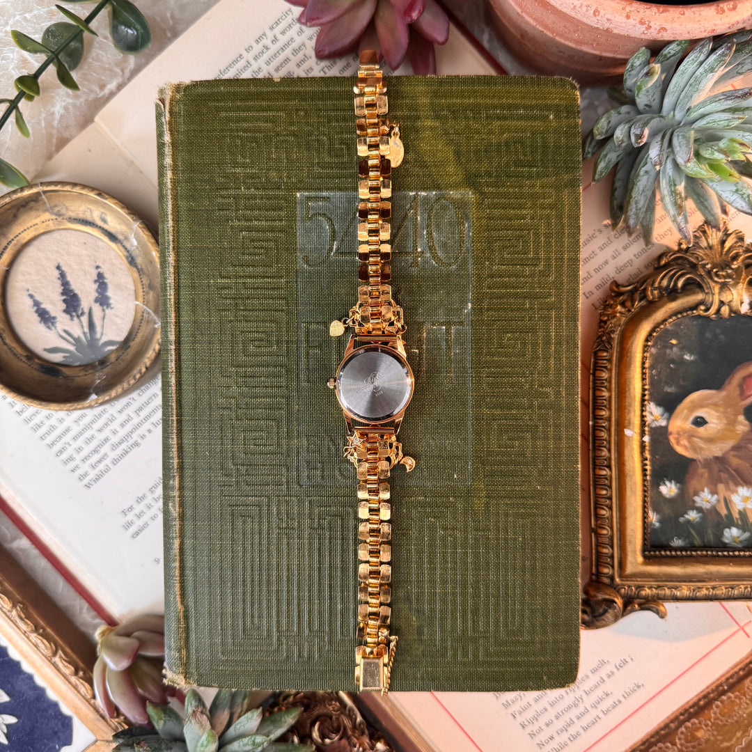 Gold Kirks Folly Moon, Stars, and Heart Charm Watch