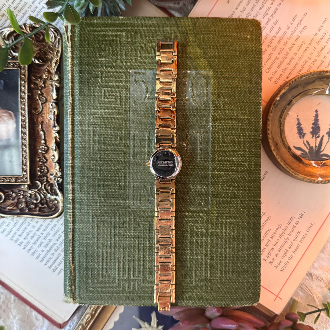 Gold Watch with Black Face