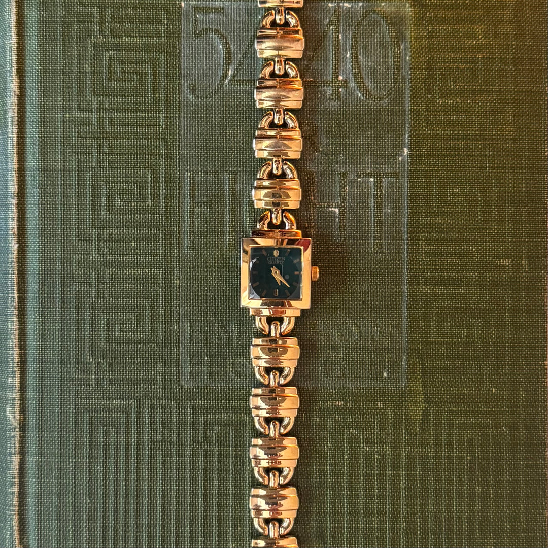 Gold Watch with Green Face