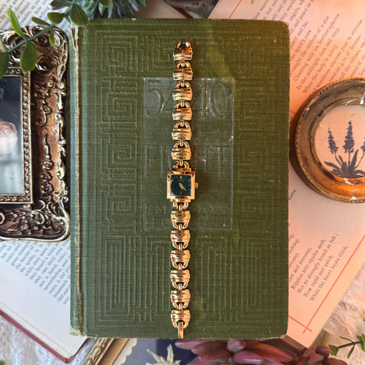 Gold Watch with Green Face