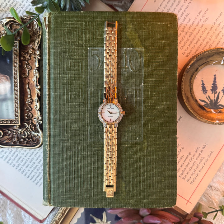 Gold Watch with Rhinestones