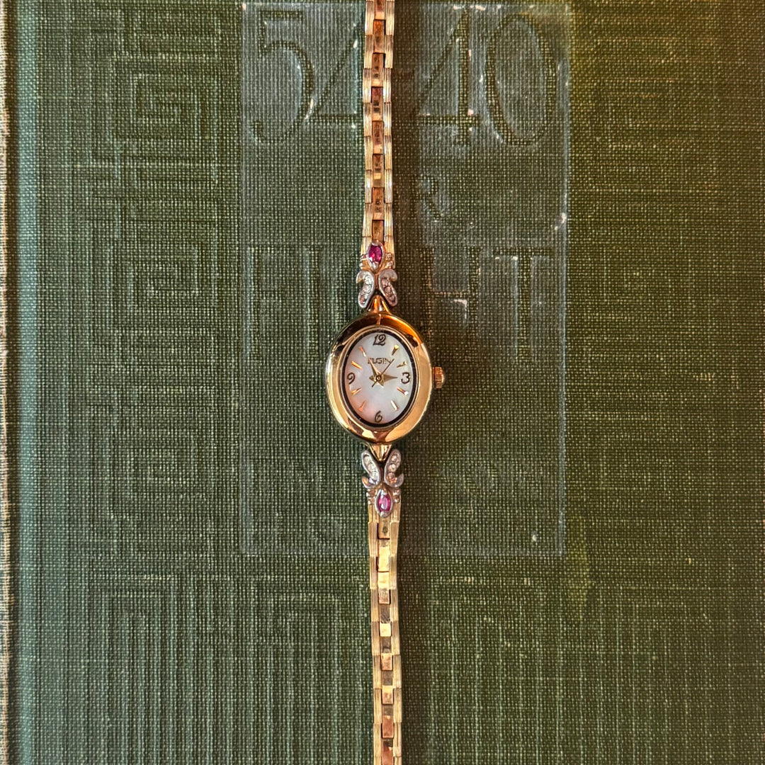 Gold Watch with Genuine Ruby Stones