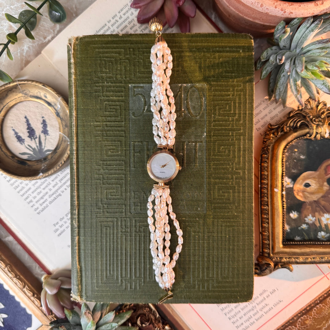 Gold Rice Bead Pearl Watch