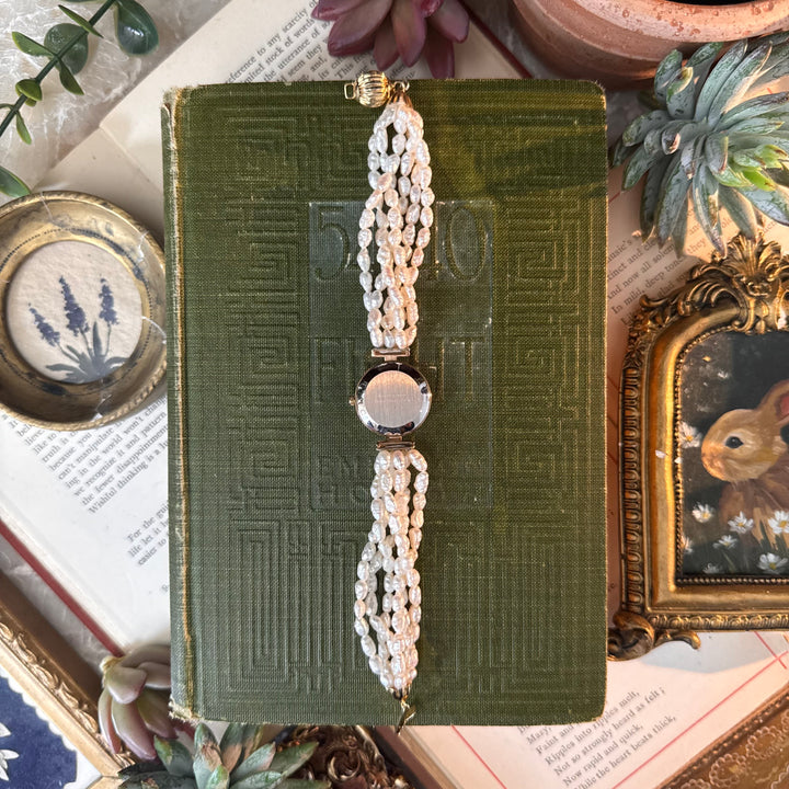 Gold Rice Bead Pearl Watch
