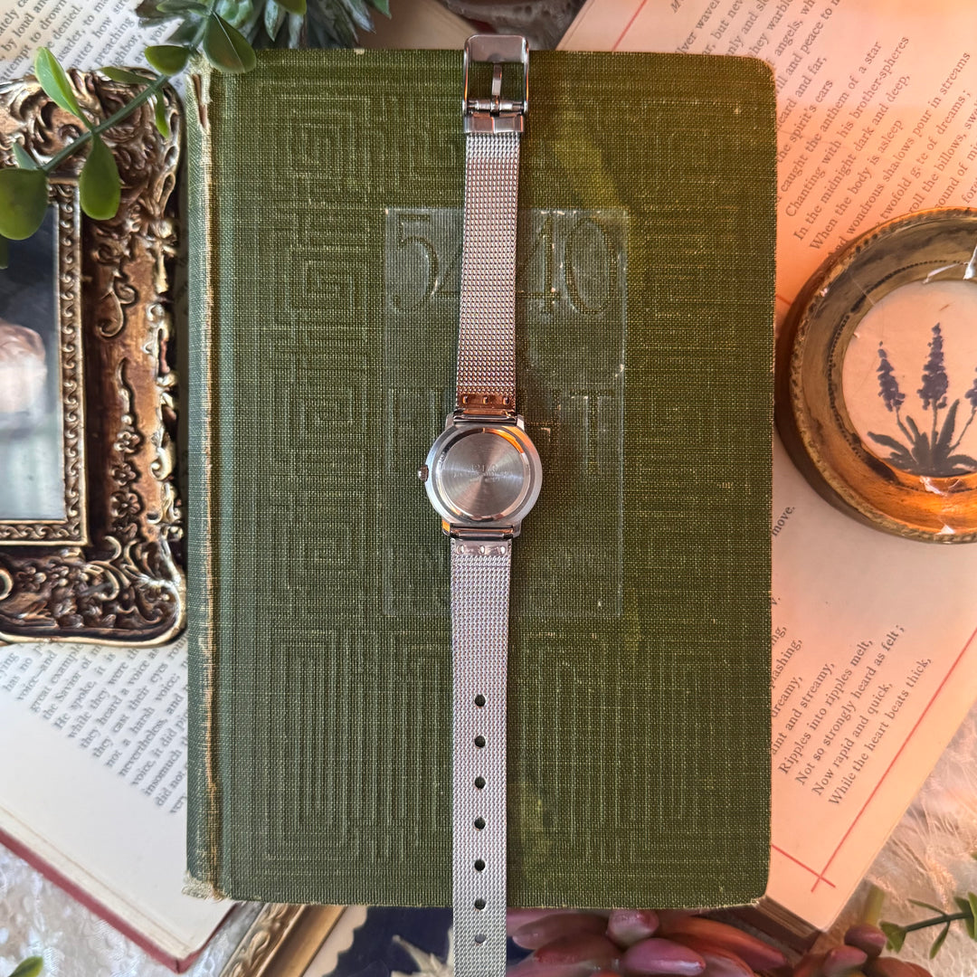 Silver Watch with Blue Face