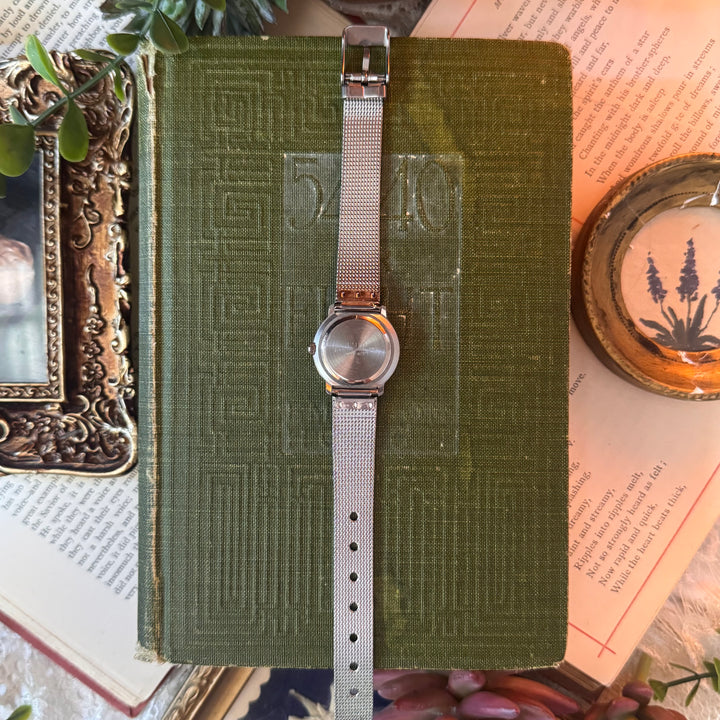 Silver Watch with Blue Face