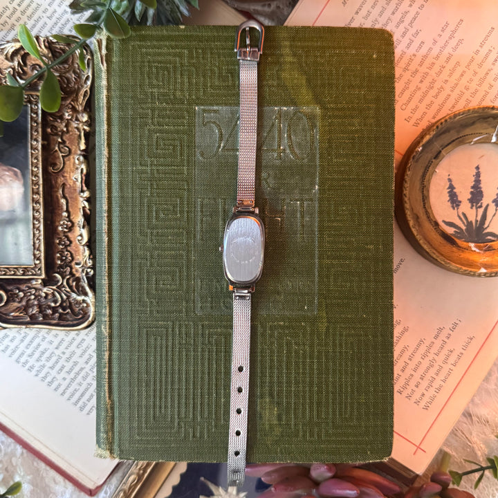 Silver Watch with Black Face